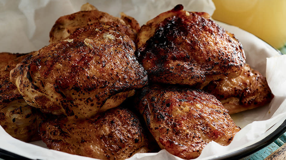 Here's a fantastic way to jazz up grilled (or grill-panned) chicken, and it only requires four simple ingredients: olive oil, garlic, cumin and lime juice. The vibrant flavors give the dish a subtle Latin taste -- so cue up the black beans and rice, or the warmed tortillas (Coronas optional). <br /><br /> <strong>Get the recipe: <a href="http://www.oprah.com/food/Lime-Grilled-Chicken-Recipe" target="_blank">Lime Grilled Chicken</a></strong>