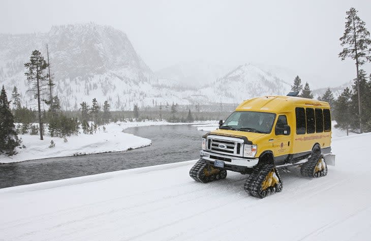 Snowcoach along Yellowstone's Madison River