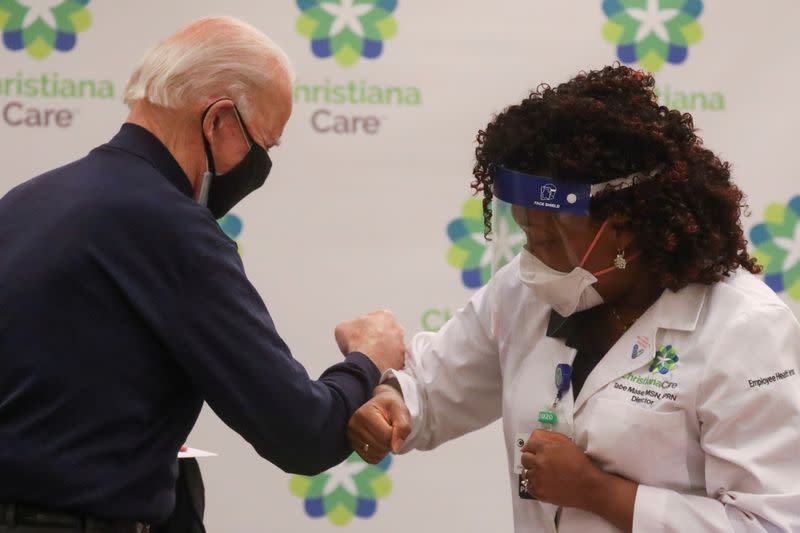 U.S. President-elect Joe Biden receives a dose of a COVID-19 vaccine at ChristianaCare Christiana Hospital in Newark