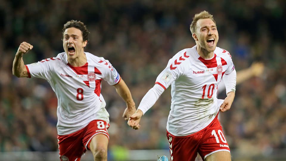 Eriksen was the hat-trick hero for the Danes. Pic: Getty