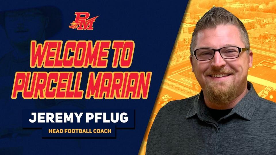 Jeremy Pflug was named Purcell Marian's new head football coach on Dec. 9.