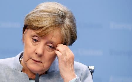 German Chancellor Angela Merkel attends a news conference after the EU summit in Brussels, Belgium, April 29, 2017. REUTERS/Christian Hartmann