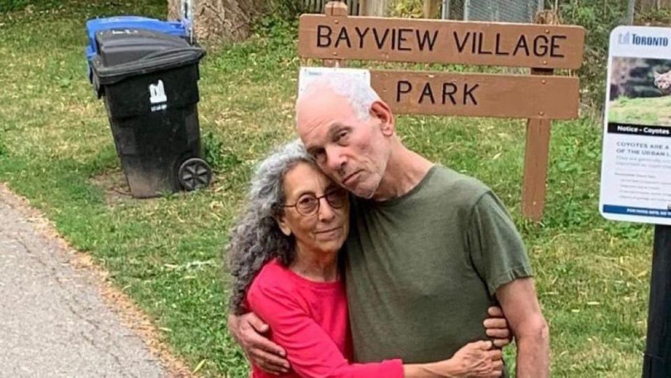 Judith Weinstein Haggai, seen with her husband Gad in an undated photo shared on social media by the Israeli consulate in Toronto, has been missing since the Oct. 7 attack and is believed to have been taken hostage in Gaza.