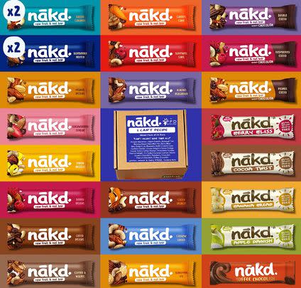 There's a 26% saving on this mixed pack of 24 Nakd bars