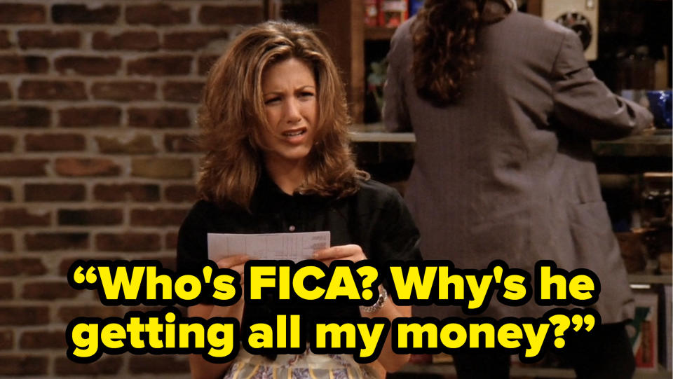 rachel saying who's fica why's he getting all my money on friends