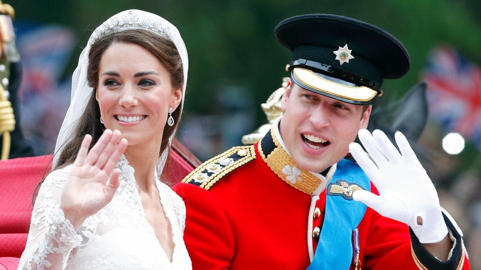 Kate Middleton and Prince William on their wedding day