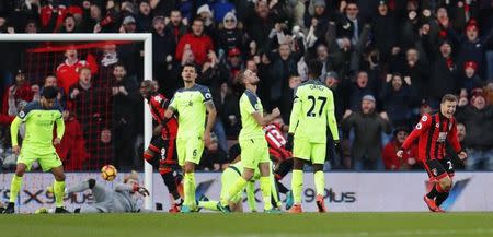 Football Soccer Britain - AFC Bournemouth v Liverpool - Premier League - Vitality Stadium - 4/12/16 Bournemouth's Ryan Fraser celebrates scoring their second goal Reuters / Eddie Keogh Livepic