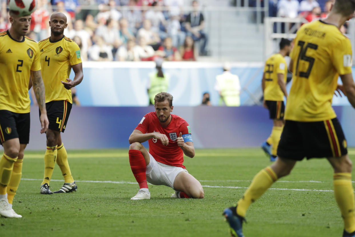 England’s Harry Kane went close to scoring for England in Saint Petersburg