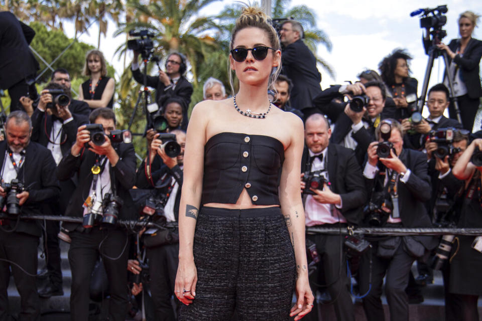 Kristen Stewart arriving for Cannes’ 75th anniversary “The Innocent” carpet - Credit: Vianney Le Caer/Invision/AP