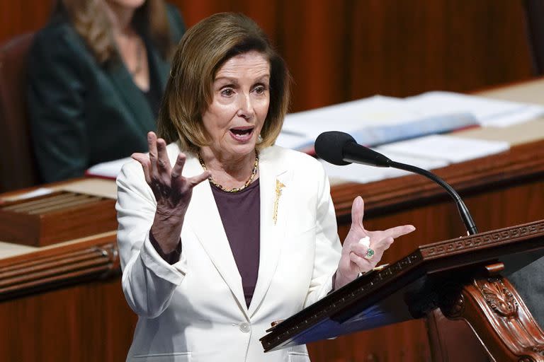 Nancy Pelosi durante su anuncio en la Cámara de Representantes