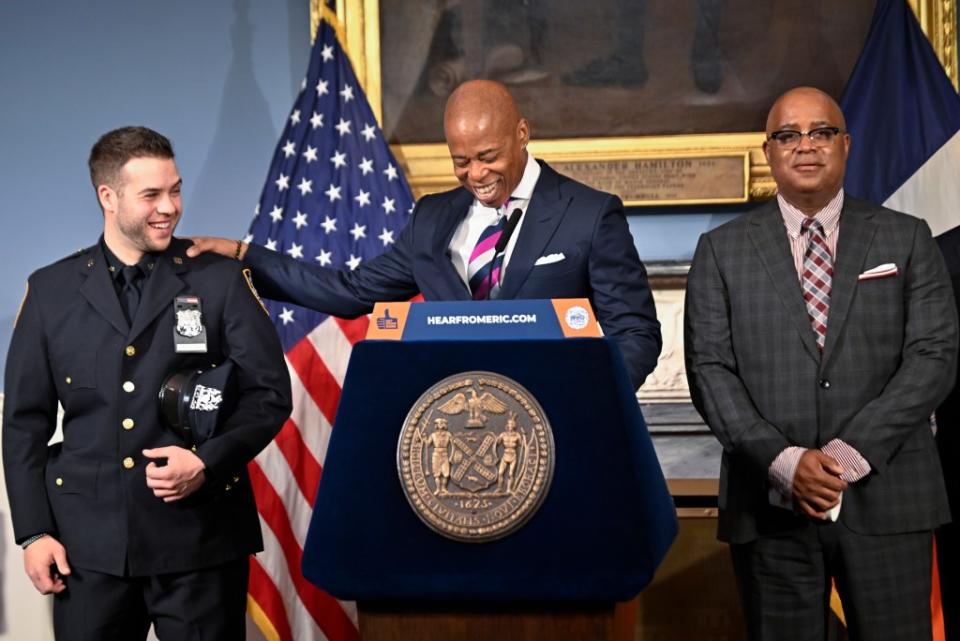 Philip Banks (right) is frequently at the mayor’s side as deputy mayor for public safety. But he was also an unindicted coconspirator in an FBI case which led to two Bill de Blasion donors being convicted of bribery. Paul Martinka