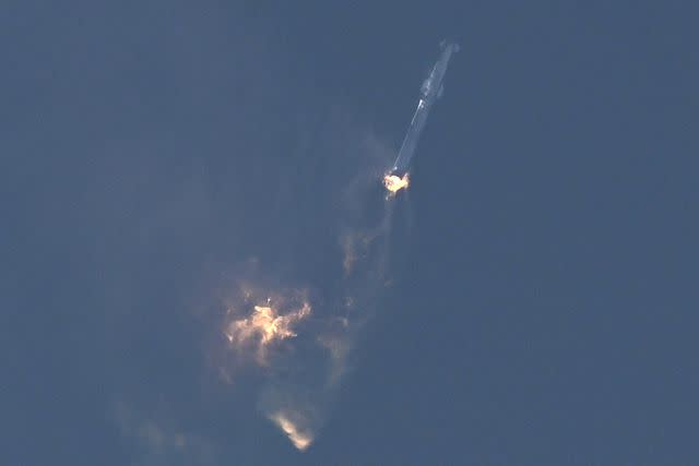PATRICK T. FALLON/AFP via Getty Images SpaceX Starship shortly before explosion