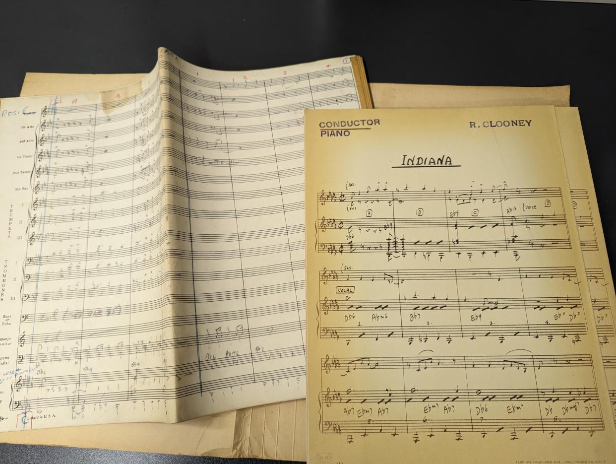 This arrangement of "(Back Home Again in) Indiana" was written for Rosemary Clooney, who sang the song live and recorded it on her 1994 album "Still on the Road." The sheet music is at the Great American Songbook Foundation archives in Carmel.