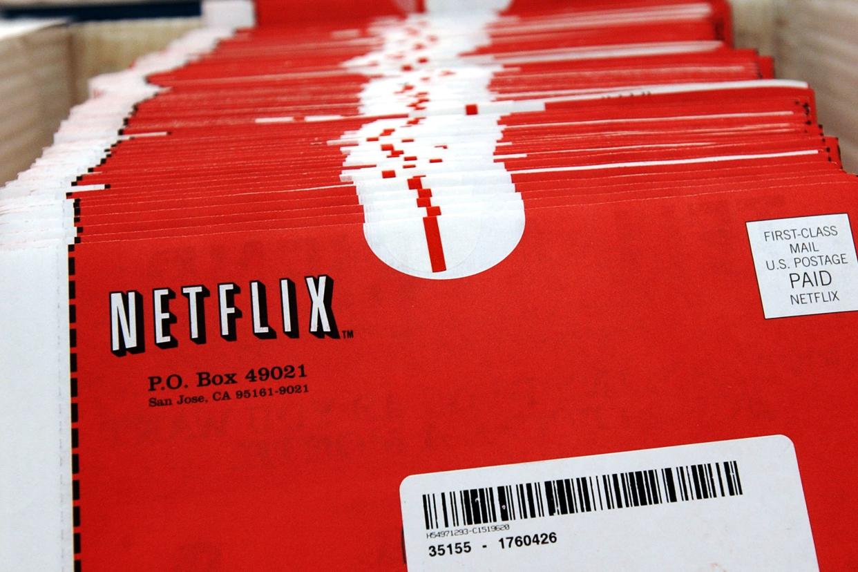 Packages of DVDs await shipment at the Netflix.com headquarters January 29, 2002 in San Jose, CA.