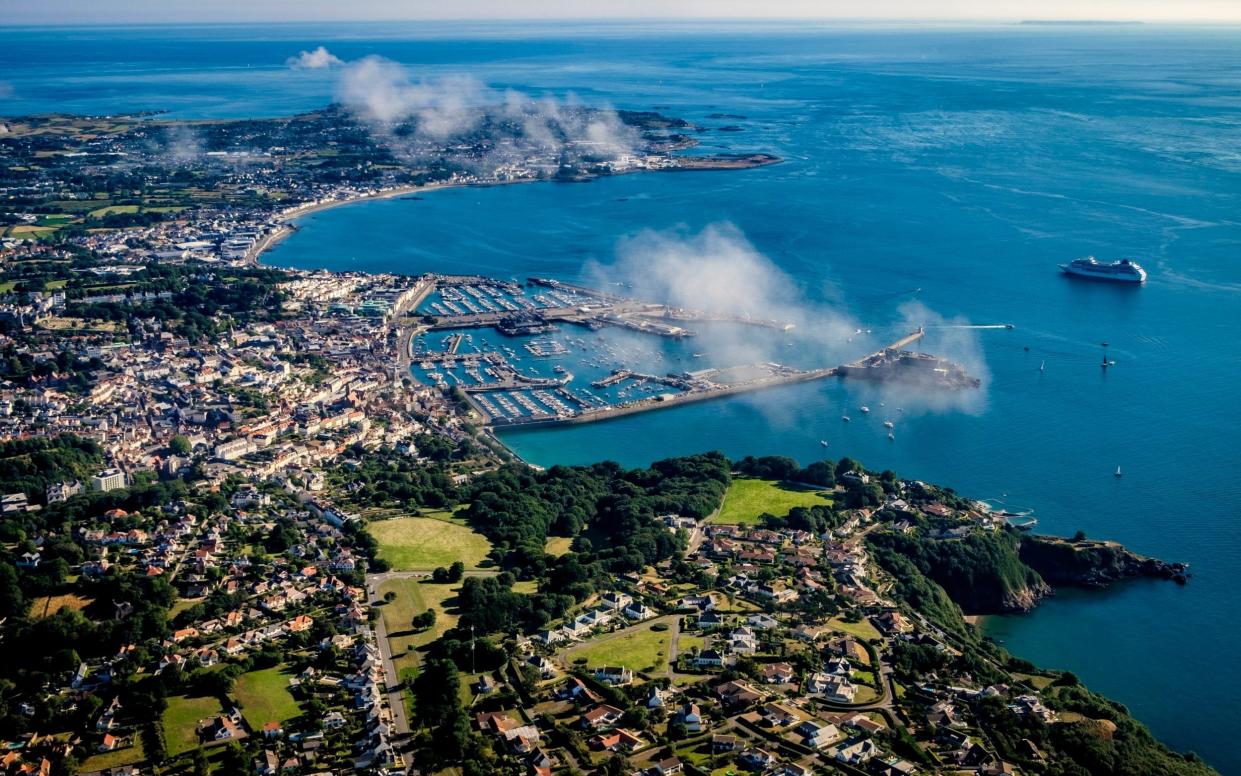 Aerial view of St Peter Port, Guernsey