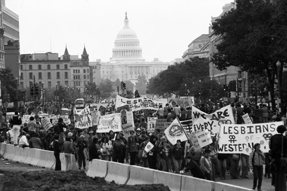 Image: Crowd W/Signs At White House;Lesbian/Gay (Bettmann Archive/Getty Images file)