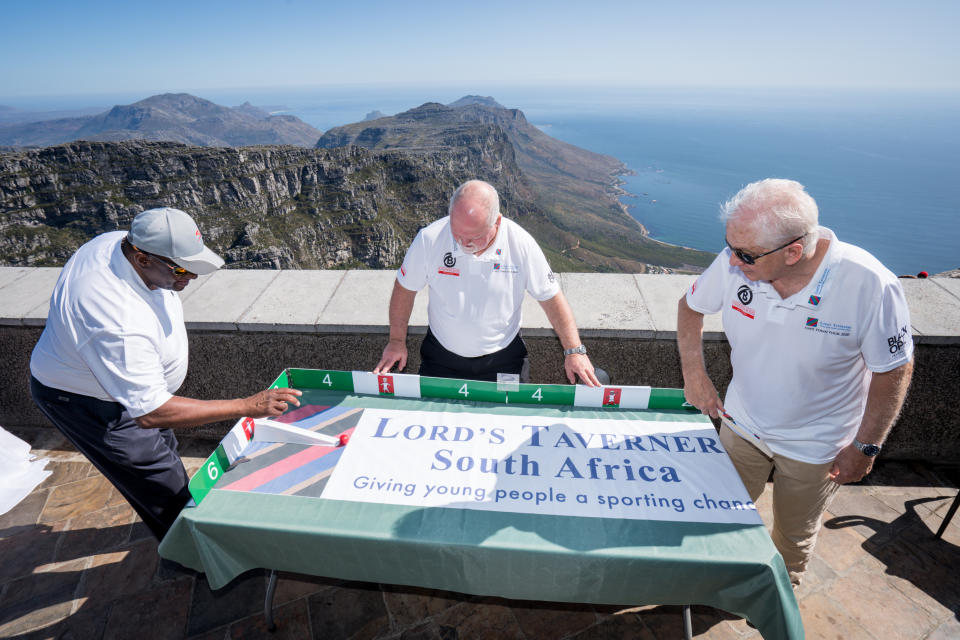 David Gower (right) at a Lord's Taverners event in Cape Town.