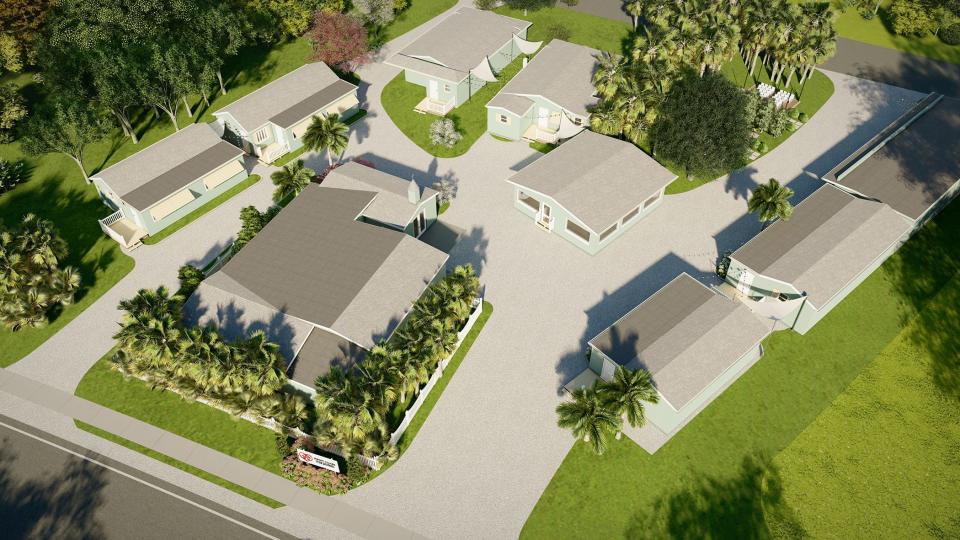 An artist's rendering of what the Dignity Village community will look like on the site of the former Pelican Island Cottages on U.S. 1 just south of Sebastian.