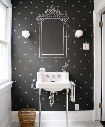 <div class="caption-credit"> Photo by: Design*Sponge</div><div class="caption-title">Chalkboard Polka Dots</div>Chalkboard paint is another huge trend! All you need? Some chalkboard paint and a few sticks of chalk. You can use colored chalk, but I prefer this black and white look. So classic and crafty!
