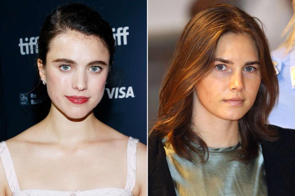 <p>Jemal Countess/Getty; Oli Scarff/Getty</p> Margaret Qualley (left) and Amanda Knox