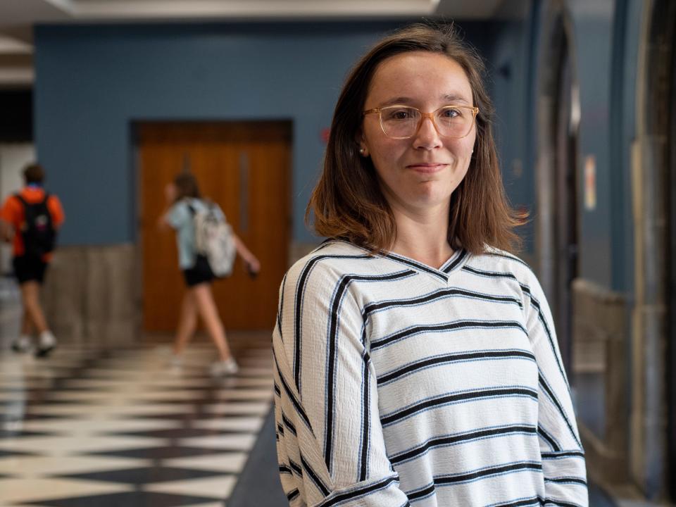 Amy Culp, a lecturer of Japanese at the University of Tennessee at Knoxville on Monday, October 2, 2023. Culp was a resident at Lovell Crossing Apartments when a tornado destroyed much of the complex.