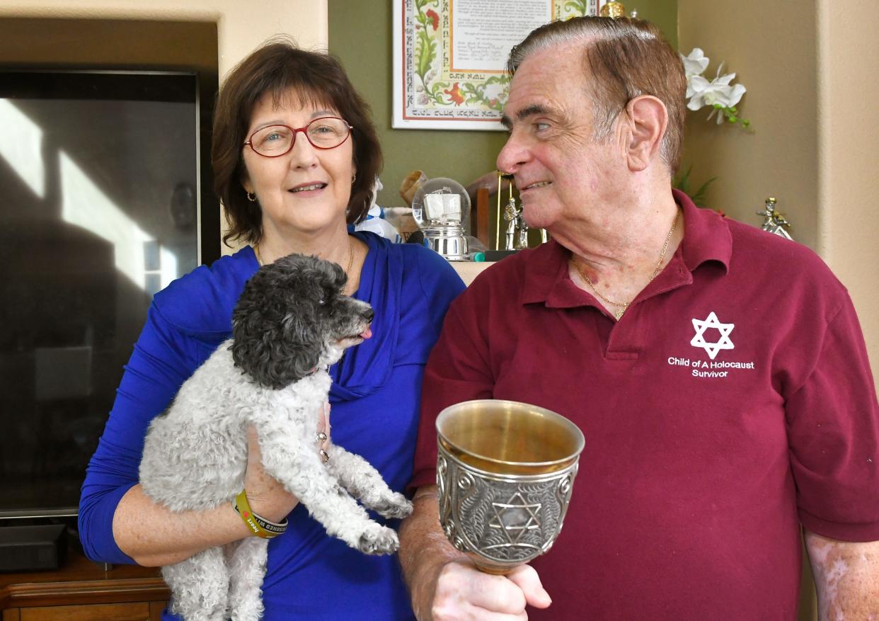 Linda and Ron Neumann of Melbourne recently flew back from living in Israel with their dog Annie. They were there when the Hamas terror attacks began, and were able to get to Florida on one of the emergency flights ordered by Governor Ron DeSantis.