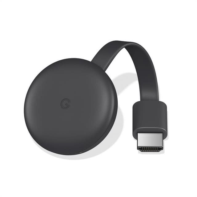 A chromecast on a white background