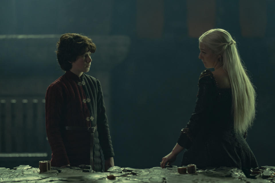 Elliot Grihault and Emma D'Arcy in season 1 of House of the Dragon