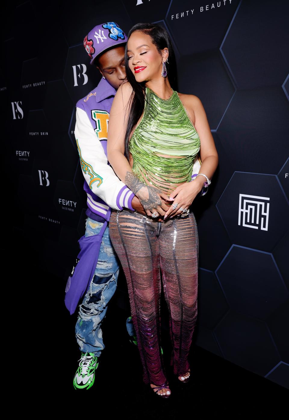 Rihanna and A$AP Rocky celebrate Fenty Beauty & Fenty Skin at Goya Studios on February 11, 2022 in Los Angeles, California.