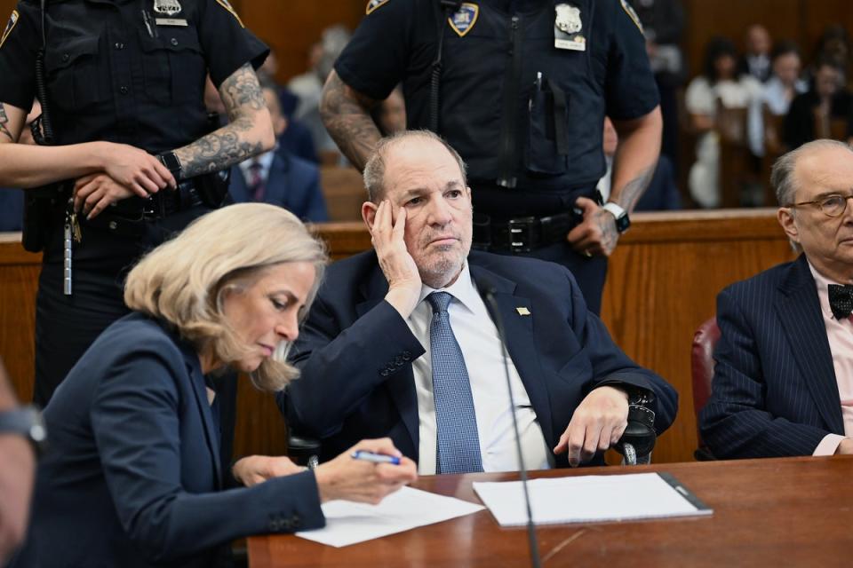 Former film producer Harvey Weinstein at a hearing in Manhattan Criminal Court on 1 May (Getty Images)