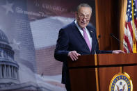 Senate Minority Leader Sen. Chuck Schumer of N.Y., speaks on Capitol Hill in Washington, Tuesday, Dec. 1, 2020. (AP Photo/Susan Walsh)