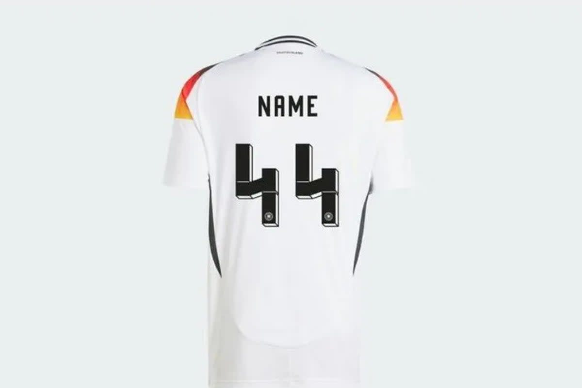 Germany’s number ‘44’ shirt has been compared to the SS ‘lightning bolts’ symbol  (Adidas)