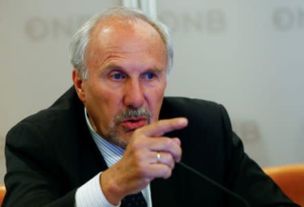 FILE PHOTO: European Central Bank (ECB) Governing Council member and OeNB governor Ewald Nowotny addresses a news conference in Vienna, Austria, June 9, 2017.  REUTERS/Leonhard Foeger