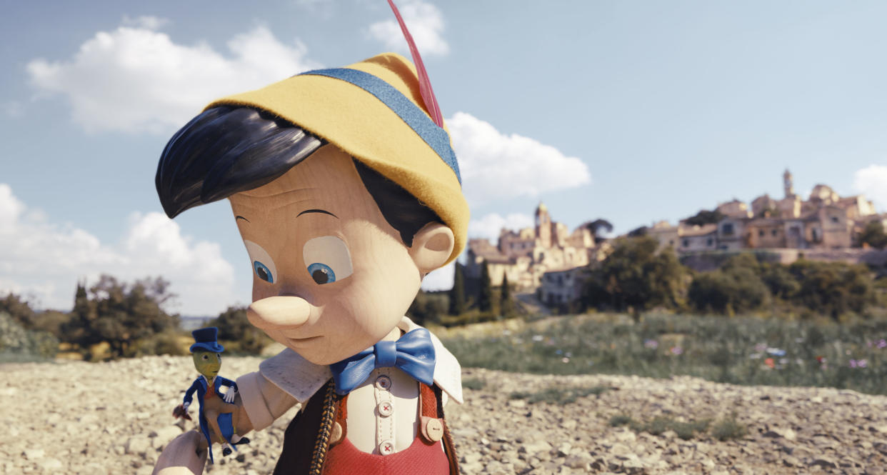 Jiminy Cricket (voiced by Joseph Gordon-Levitt) and Pinocchio (voiced by Benjamin Evan Ainsworth) in the updated version of Pinocchio. (Photo courtesy of Disney Enterprises, Inc)