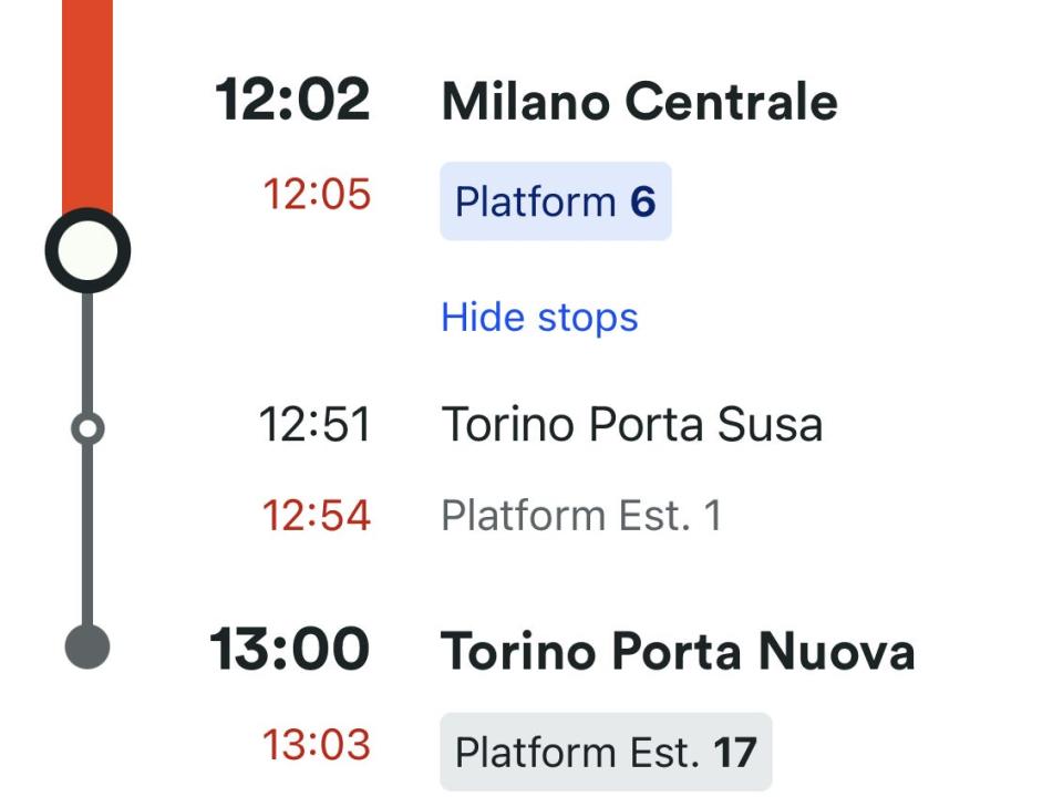 Live tracker of my journey on Frecciarossa train.