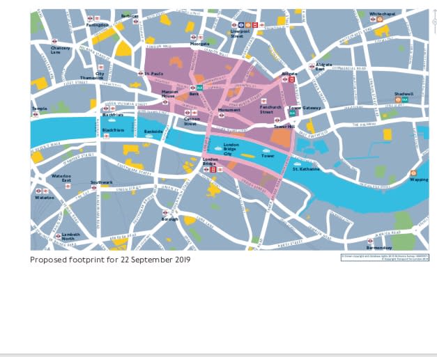 A map of the proposed road closures (TfL)