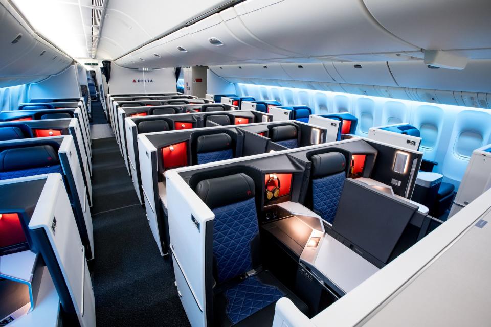 The Delta 777-200lr business class.
