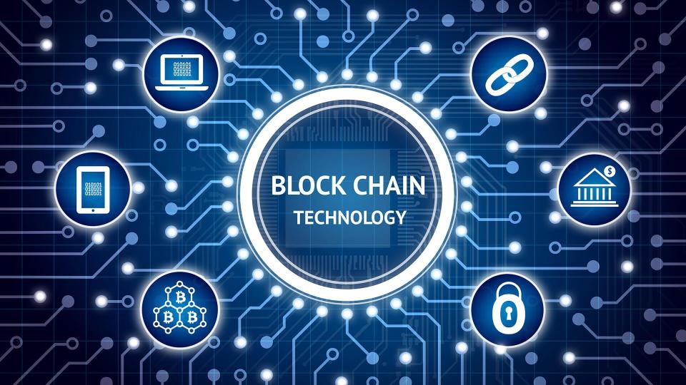 Blockchain, distributed ledger technology, Bitcoin concept.