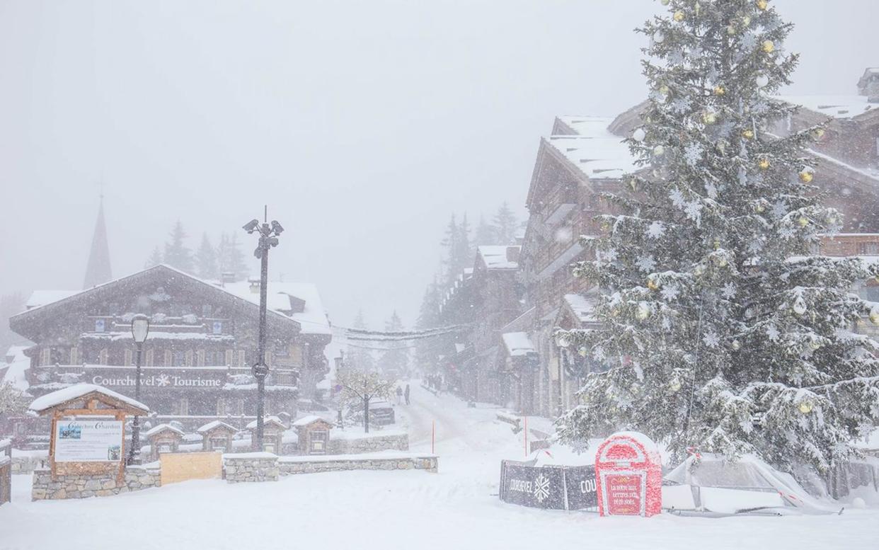 Resorts across the world's biggest ski ares Les Trois Vallées have been hit by heavy snow and wind