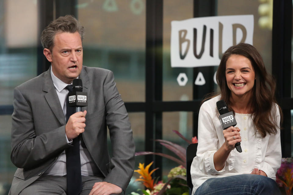 NEW YORK, NY - MARCH 30:  Matthew Perry and Katie Holmes discuss 