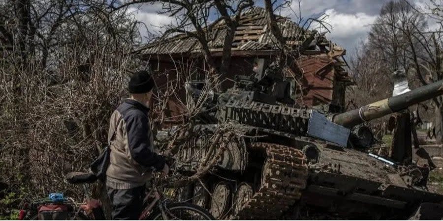 Destroyed Russian tank