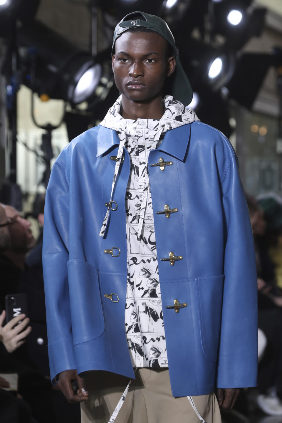 A model presents a creation during Lanvin Mens Fall/Winter 2020-2021 fashion collection presented Sunday, Jan. 19, 2020 in Paris. (AP Photo/Thibault Camus)