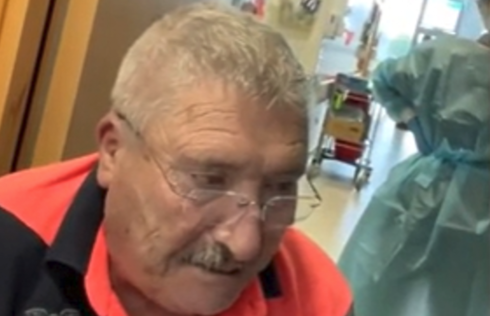 Joe McCarron appears in the video struggling to breathe at Letterkenny University Hospital, Ulster, as campaigners urge him to leave. (Facebook)