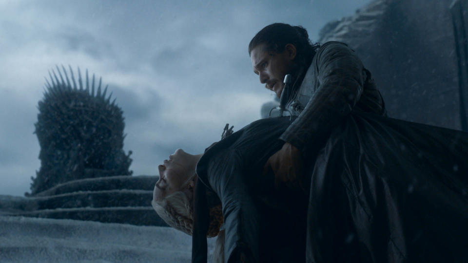 Daenerys Targaryen dies in Jon Snow's arms in the Game of Thrones series finale | Helen Sloan—HBO
