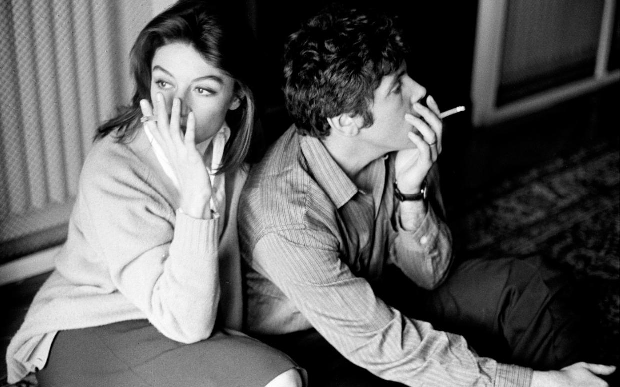 Anouk Aimee and Pierre Barouh on the set of the 1966 film Un homme et une femme