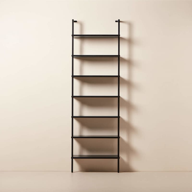 STAIRWAY BLACK METAL WALL MOUNT BOOKSHELF 96''