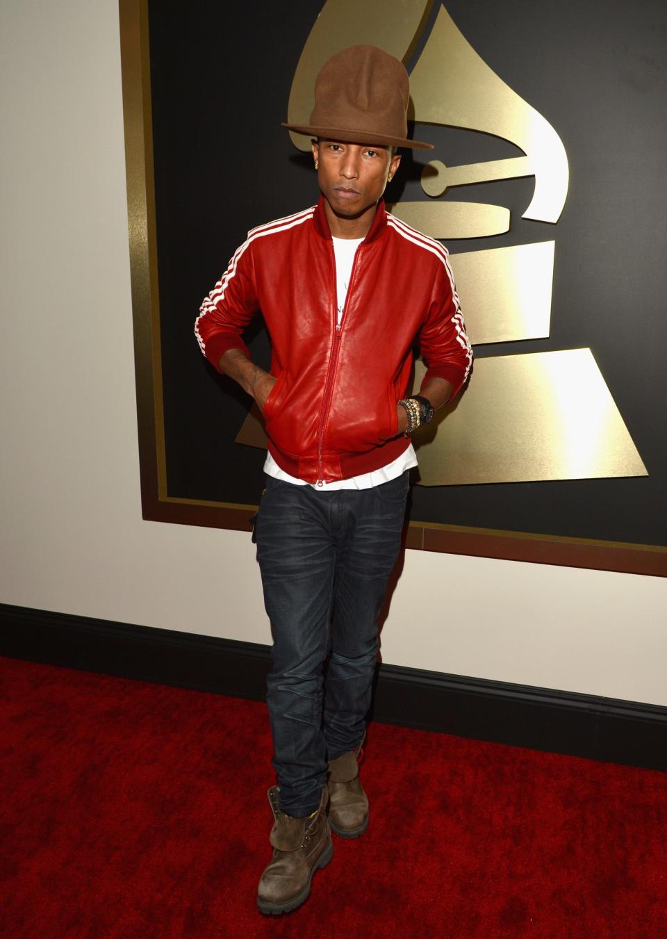 Pharrell Williams at the 56th Grammy Awards on January 26, 2014 in Los Angeles, California.