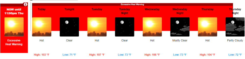 An excessive heat warning is issued for the Tri-Cities, Washington, Aug. 14-17.