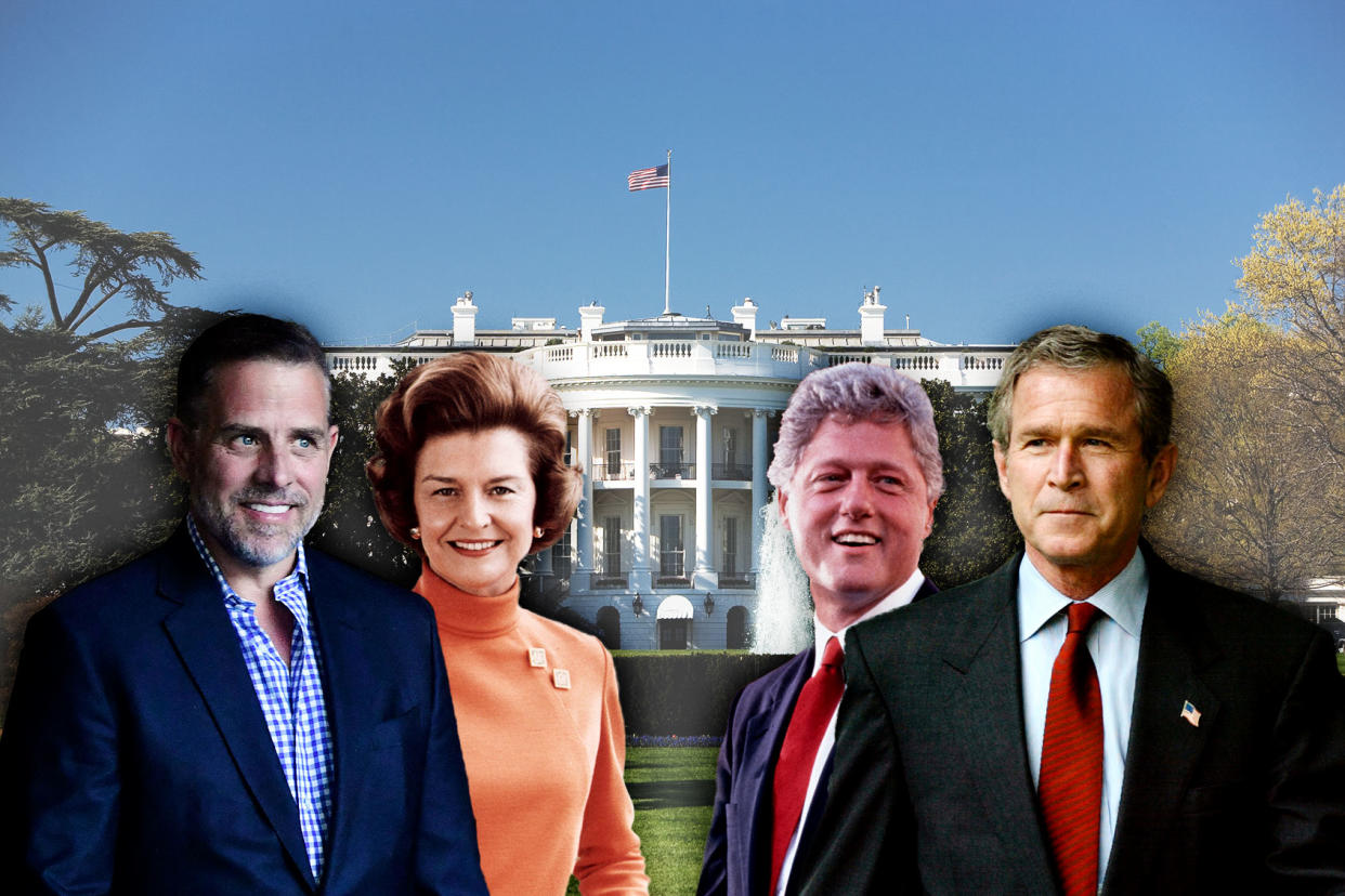 Hunter Biden, Betty Ford, George W. Bush and Bill Clinton in front of the White HousePhoto illustration by Salon/Getty Images