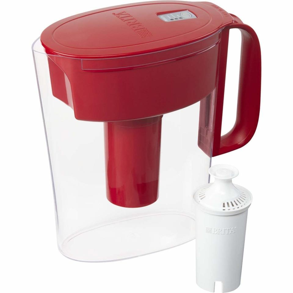 Brita Small 5 Cup Water Filter Pitcher with 1 Standard Filter in Red. (Photo: Amazon)